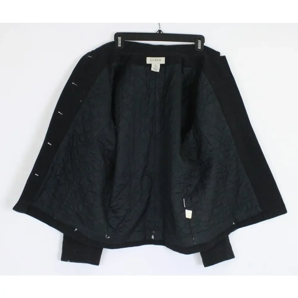 J Crew Wool Shirt Jacket Womens Small Black Quilted Thinsulate Lined Chore Coat - Picture 6 of 7